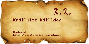 Kránitz Káldor névjegykártya